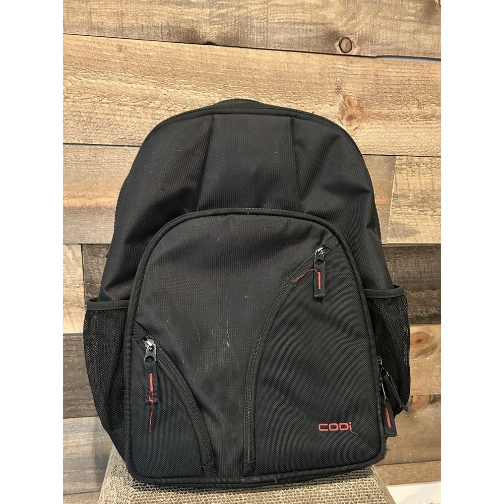 CODi Tri-Pak Black Multi-Compartment‎ Laptop Backpack Unisex